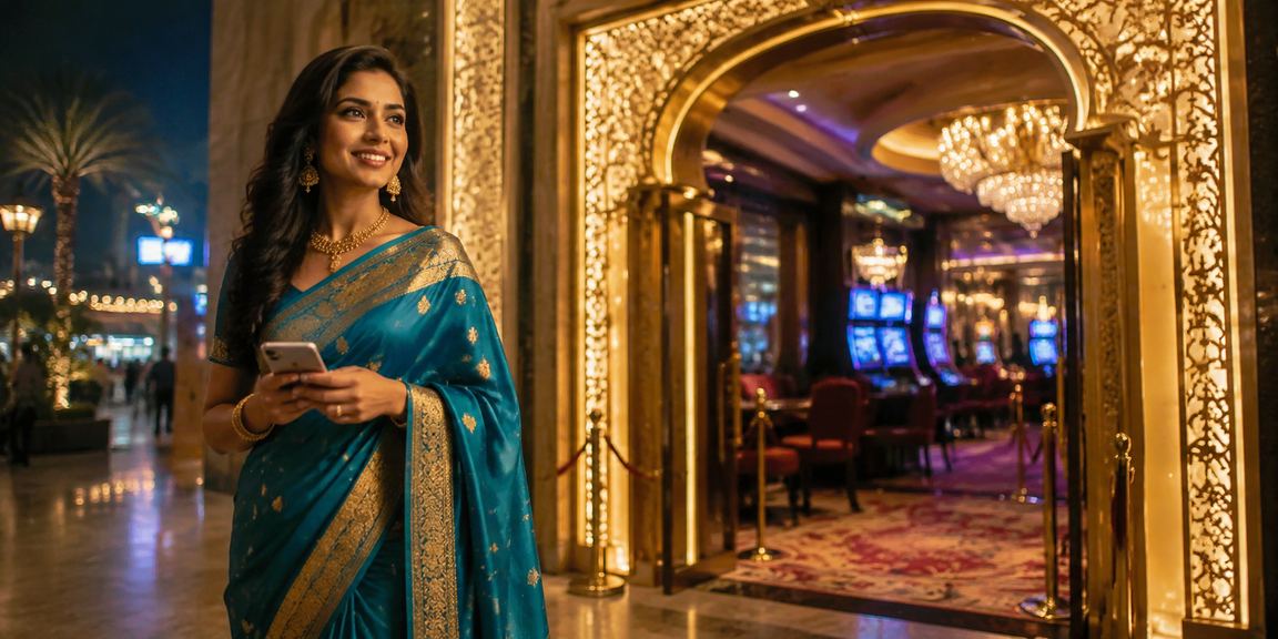 Live casino with mobile users in traditional Indian attire in Delhi