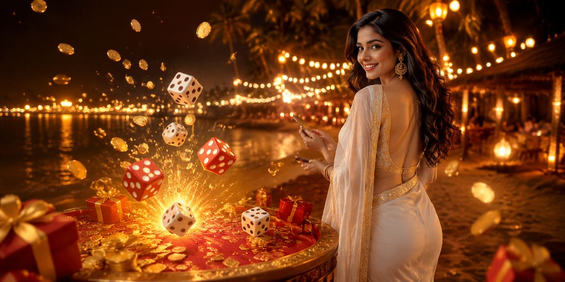 Playing dice game in India with saree and neon signs